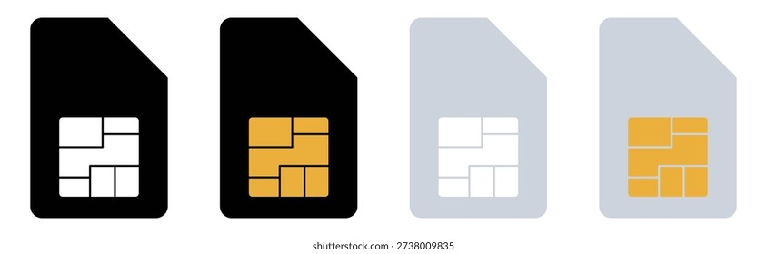 Sim Card Icon Set – Line Art, Glyph, and Filled Vector Designs for Mobile ,Vector , illustration.