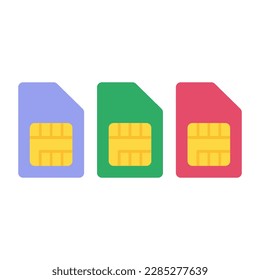 Juego de iconos de tarjeta SIM. Tarjeta de teléfono móvil. Ilustración vectorial.