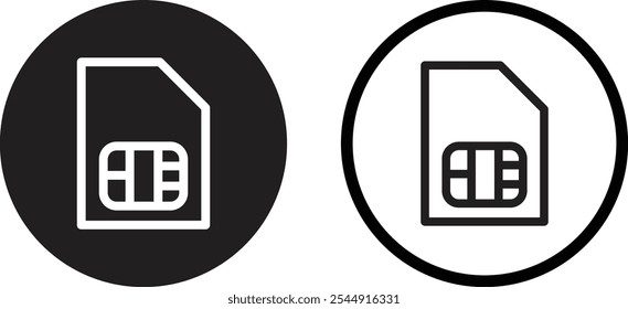 Ícone de cartão SIM definido em dois estilos . Ícone de cartão SIM duplo . Sinal de lascas. Ilustração vetorial
