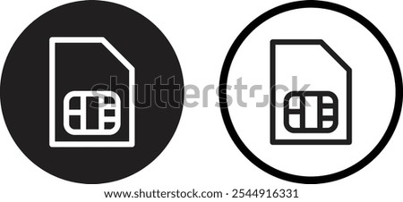 Sim card icon set in two styles . Dual sim card icon . Chips sign. Vector illustration