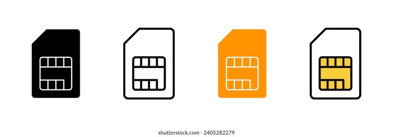 Sim card icon set vector. dual sim card sign and symbol