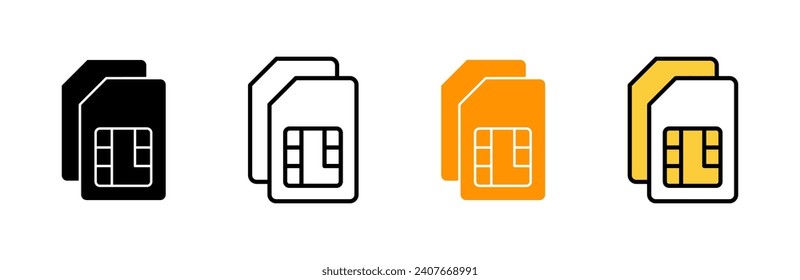 Sim card icon set vector. dual sim card sign and symbol