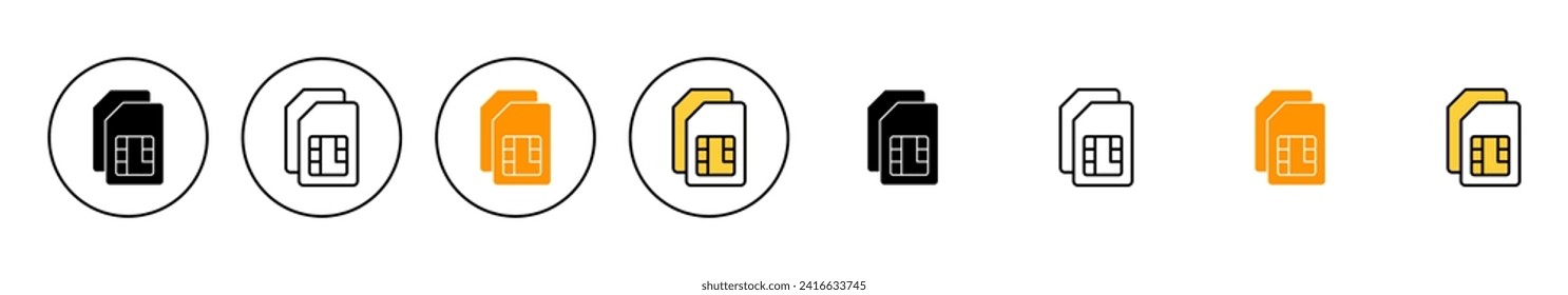 Sim card icon set vector. dual sim card sign and symbol