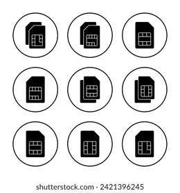 Sim card icon set vector. dual sim card sign and symbol