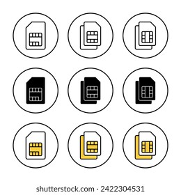 Sim card icon set vector. dual sim card sign and symbol