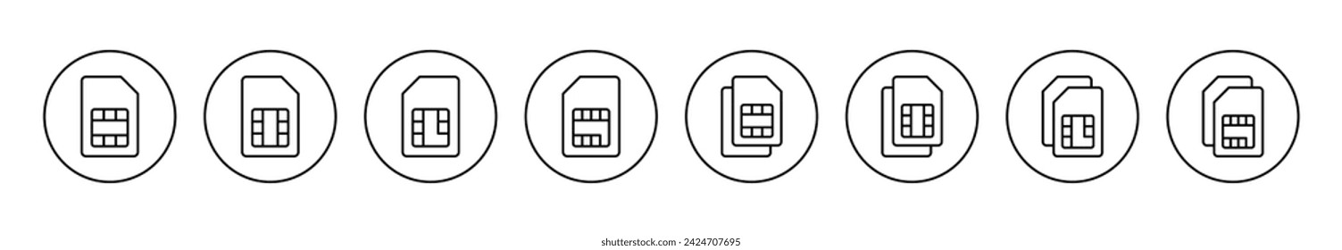 Sim-Karte-Symbol-Set-Vektor. Dual-Sim-Karte-Zeichen und Symbol