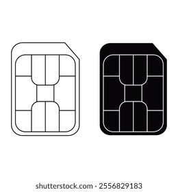 Sim card icon set. Vector illustration.