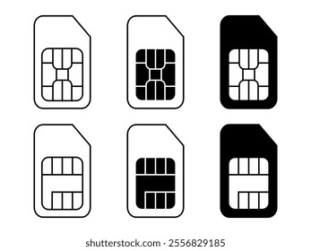 Sim card icon set. Vector illustration.