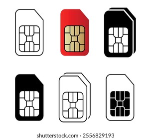 Sim card icon set. Vector illustration.