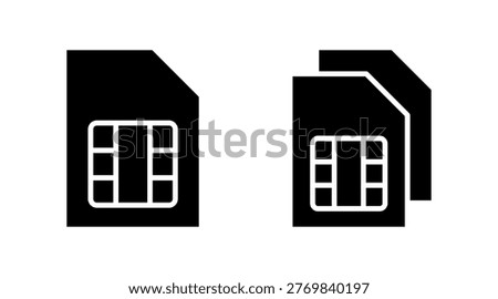 Sim card icon set vector. dual sim card sign and symbol
