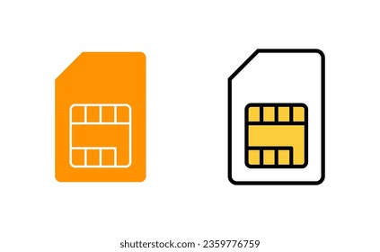Sim card icon set for web and mobile app. dual sim card sign and symbol