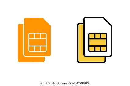 Sim card icon set for web and mobile app. dual sim card sign and symbol