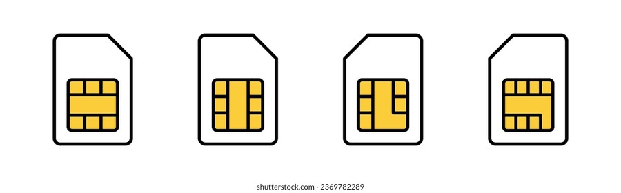 Sim card icon set for web and mobile app. dual sim card sign and symbol