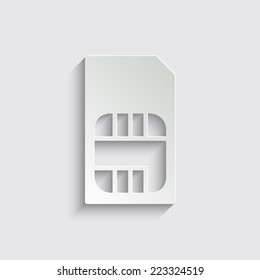 Sim card icon with shadow on a grey background