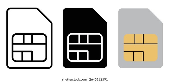 sim card icon sign vector. Sim card icon Flat outline fill set. SIM icon set in different style vector illustration on white background

