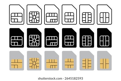 sim card icon sign vector. Sim card icon Flat outline fill set. SIM icon set in different style vector illustration on white background
