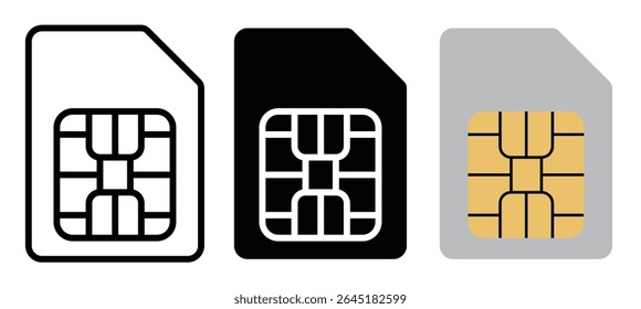 sim card icon sign vector. Sim card icon Flat outline fill set. SIM icon set in different style vector illustration on white background

