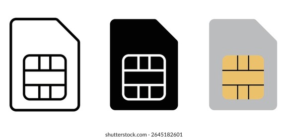 sim card icon sign vector. Sim card icon Flat outline fill set. SIM icon set in different style vector illustration on white background
