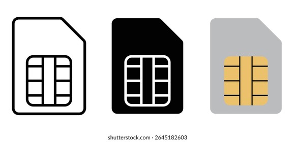 sim card icon sign vector. Sim card icon Flat outline fill set. SIM icon set in different style vector illustration on white background
