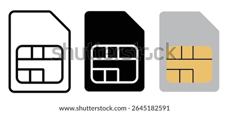 sim card icon sign vector. Sim card icon Flat outline fill set. SIM icon set in different style vector illustration on white background
