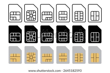 sim card icon sign vector. Sim card icon Flat outline fill set. SIM icon set in different style vector illustration on white background
