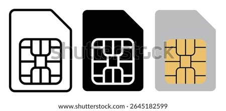 sim card icon sign vector. Sim card icon Flat outline fill set. SIM icon set in different style vector illustration on white background
