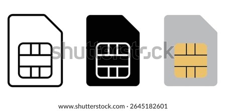 sim card icon sign vector. Sim card icon Flat outline fill set. SIM icon set in different style vector illustration on white background
