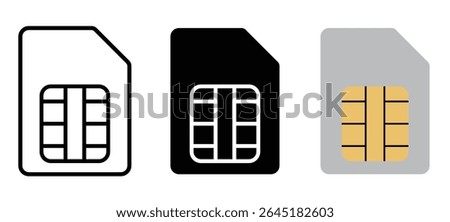 sim card icon sign vector. Sim card icon Flat outline fill set. SIM icon set in different style vector illustration on white background
