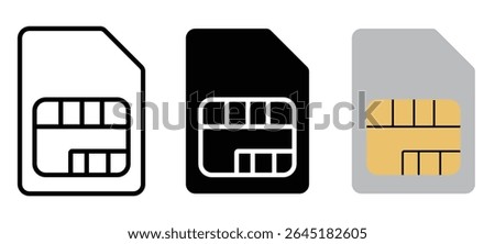 sim card icon sign vector. Sim card icon Flat outline fill set. SIM icon set in different style vector illustration on white background
