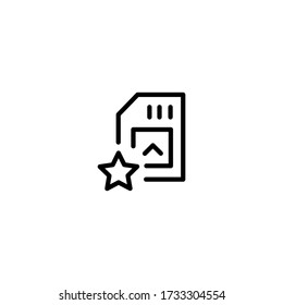 Sim Karte Symbol mit Sternzeichen. GSM-Karte für Mobiltelefone. Liniensymbole 