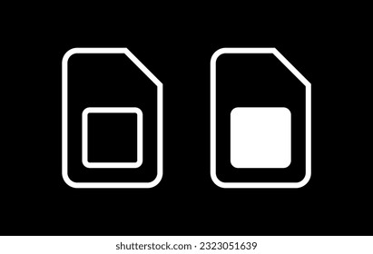 Icono de tarjeta SIM. Módulo de identificación del suscriptor. Tarjeta micro para teléfono. Tarjeta Nano para comunicación móvil. 