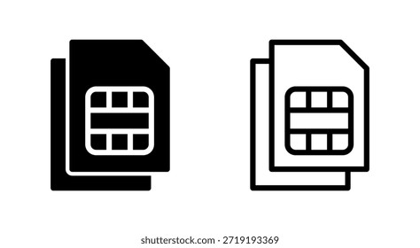 Icono de la tarjeta de SIM para los App y los Sitios web. Signo y símbolo dual de la tarjeta de SIM