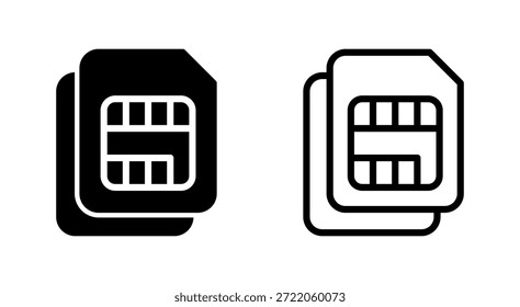 Icono de la tarjeta de SIM para los App y los Sitios web. Signo y símbolo dual de la tarjeta de SIM
