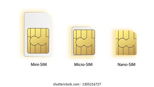 SIM card icon symbol concept. new chip mobile cellular communication technology. set SIM-cards for mobile devices with chip. vector illustration. Vector illustration 10 eps.