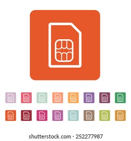 The sim card icon. Sim card symbol. Flat Vector illustration. Button Set