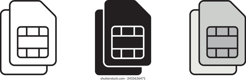 Sim card Icon, Symbol in lined, isolated and colored style. Vector Illustration