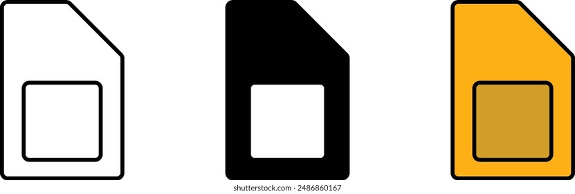Sim card icon, symbol in lined, isolated and colored style. Vector illustration