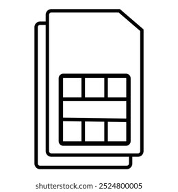 Ícone do cartão Sim. Símbolo do cartão SIM no fundo branco. Estilo de glifo de ícone de cartão de crédito de sinal isolado simples moderno. Ícone de vetor plano do cartão SIM Illustration.Eps 10