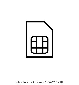 SIM card icon template in outline style on white background, SIM card symbol vector sign isolated on white background illustration for graphic and web design