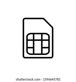 SIM card icon template in outline style on white background, SIM card symbol vector sign isolated on white background illustration for graphic and web design