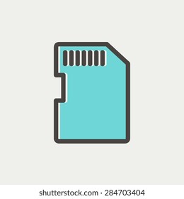 SIM card icon thin line for web and mobile, modern minimalistic flat design. Vector icon with dark grey outline and offset colour on light grey background.