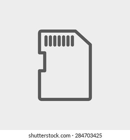 SIM card icon thin line for web and mobile, modern minimalistic flat design. Vector dark grey icon on light grey background.