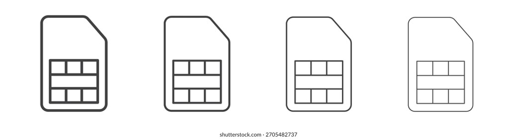 Sim card icon vector collection, illustration logo template in trendy thin line editable strokes style.