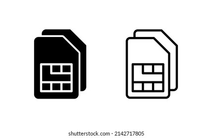 Sim card icon vector. dual sim card sign and symbol