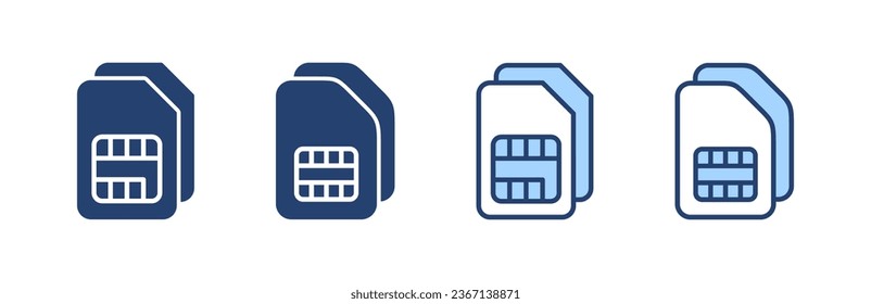Sim card icon vector. dual sim card sign and symbol