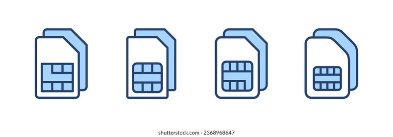 Sim card icon vector. dual sim card sign and symbol