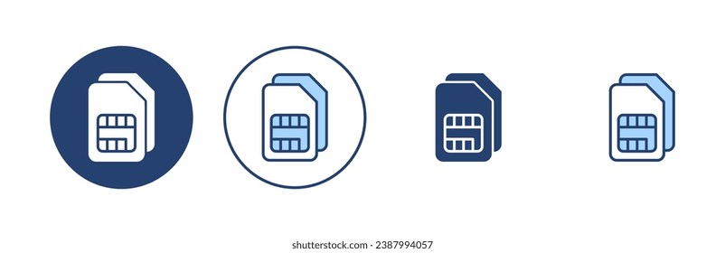 Sim card icon vector. dual sim card sign and symbol