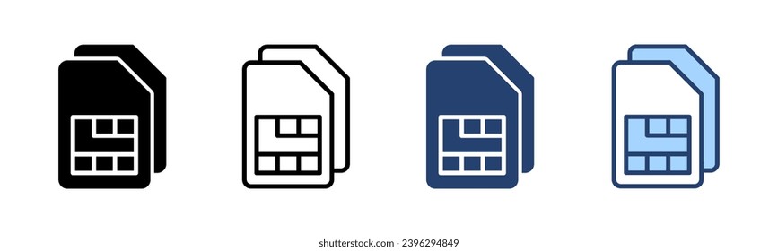 Einfach Kartensymbol, Vektorgrafik. Doppelsim-Kartenzeichen und Symbol