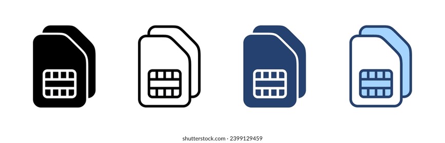 Sim card icon vector. dual sim card sign and symbol