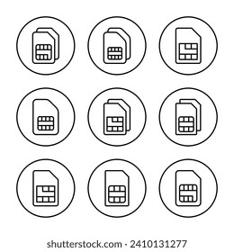 Vector de icono de tarjeta SIM. signo y símbolo de tarjeta sim dual
